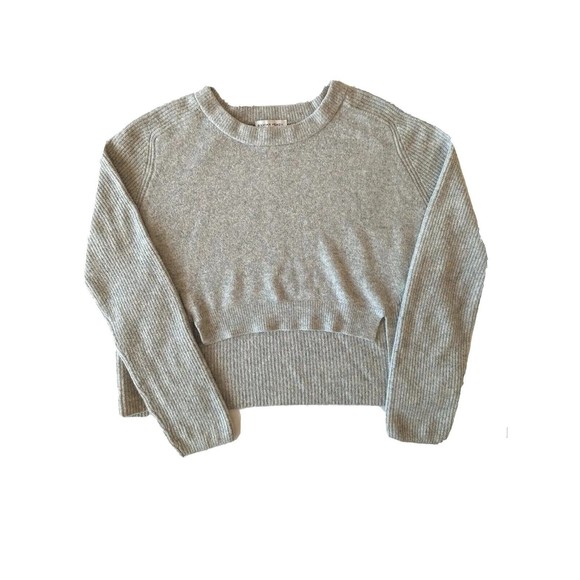 Sylvian Heach Long Sleeve High‎ Low Hem Cropped Sweater Medium Heathered Gray - Picture 1 of 8